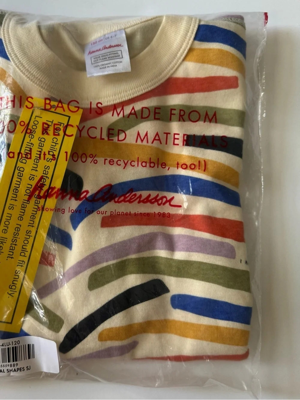 Hanna Andersson Kids Short John Rainbow Pajama Set 4T 5T 6-7 years